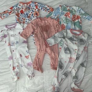 Baby girl footie pajamas bundle size 0-3 months